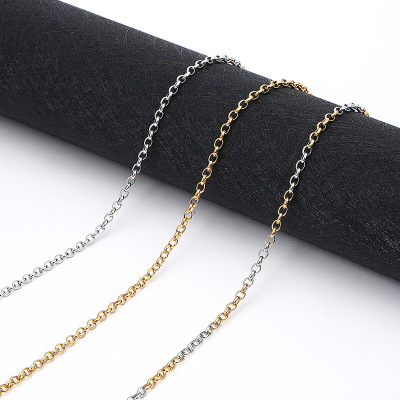 Manufacturers direct stainless steel plated gold round pearl necklace European and American fashion titanium steel jewelry chain wholesale