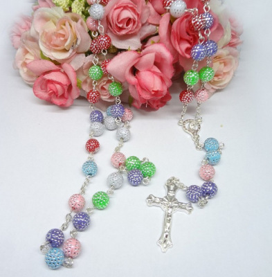 Cross religious Christian ornaments plastic bead Cross necklace