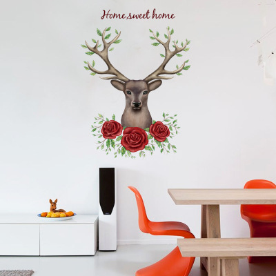 Foreign Trade New Rose Deer Original Design Modern Bedroom Living Room Hallway Decoration Wall Stickers