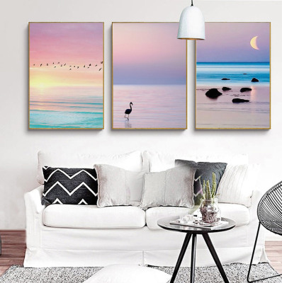 Nordic style landscape flamingos decorative painting core pink sea only beautiful seaside three wish quick sell through painting the core