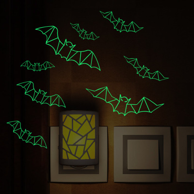 Luminous Stickers Halloween Wall Stickers With Glue Foreign Trade Popular Style EBay Supply Three-Dimensional Bat Stickers