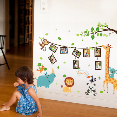 Photo wall decoration painting children 's room cartoon environmental protection stickers giraffe wall paste PVC can be removed