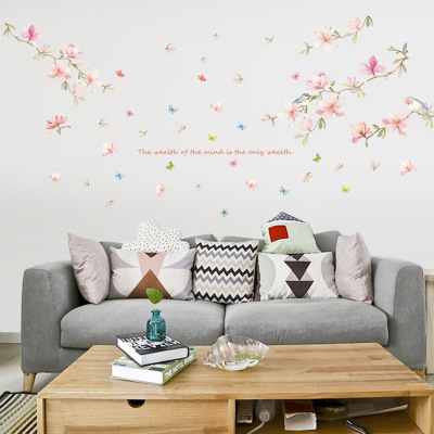 Removable PVC Wall Stickers New Simple Elegant Flower And Bird Butterfly Living Room And Bedroom Background Wall Sticker Mural