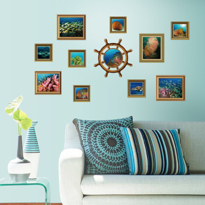 Manufacturer direct Mediterranean picture frame bedroom living room environmental protection, can remove decorative wall stickers wholesale
