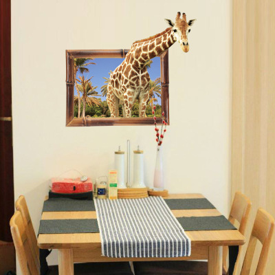 Original Design Imitation 3D Giraffe Animal Children's Room Bedroom Decoration Removable Wall Stickers