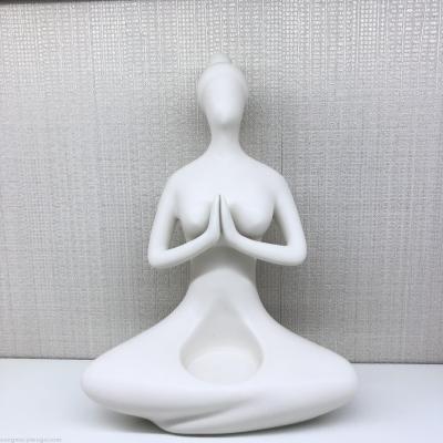 Ceramic matte yoga character candlestick yoga studio opening gift modern simple home living room ornaments placed pieces