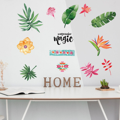 Wall Stickers Custom Factory Direct Bedroom Background Wall Decorative Painting Green Plant Leaves Stickers