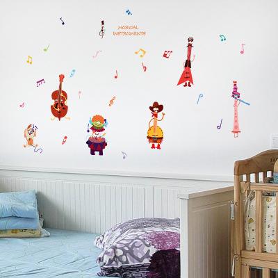 Music Note Wall Stickers Children's Room Kindergarten Wall Stickers Room Wall Decoration Cartoon