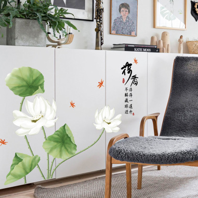New Chinese style contracted calligraphy lotus sweet wall sticks corridor porch cabinet bedroom sitting room TV wall adornment sticks