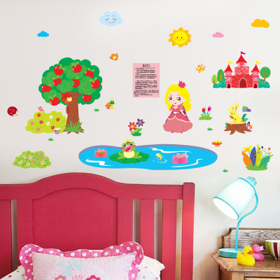 New cartoon wall paste prince wardrobe children's bedroom furniture decoration wall paste