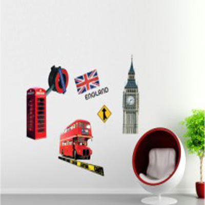 Removable Wall Stickers British Corner Bus Fashion Living Room Bedroom TV Wall Sticker Decoration