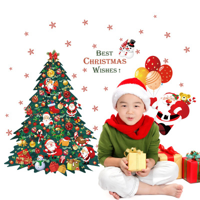 Wholesale new wall stickers Christmas tree old man during the Christmas Windows home decoration background wall stickers