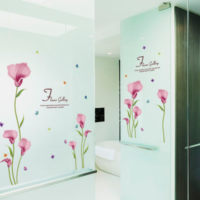 The New wall stickers wholesale pink blooming flowers romantic bedroom living room background wall decoration wall stickers
