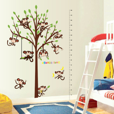 New Cartoon Wall Stickers Wholesale Children's Room Kindergarten Decorative Wall Sticker Monkey Height Measurement Wall Sticker