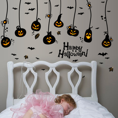 New Halloween, jack - o '- the lantern pendant glass shop window background wall decoration stickers