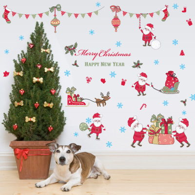 Popular Wholesale New Year Christmas Wall Stickers Glass Doors and Windows Window Background Decorative Wall Stickers