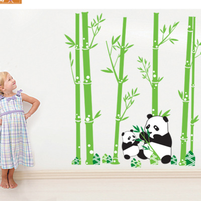 Three Generations Wall Stickers Wholesale Study Background Wall Decorative Stickers Panda Bamboo