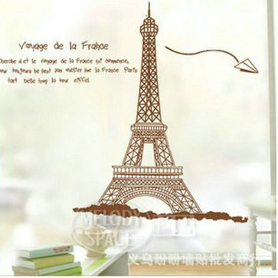 Wholesale Three Generations Wall Stickers Eiffel Tower Wall Stickers Living Room Bedroom TV Wall Decorative Stickers