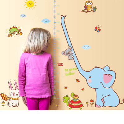 New Height Measurement Wall Sticker Cartoon Cute Animal Long Nose Elephant Children's Room Kindergarten Classroom Decoration Wall Stickers