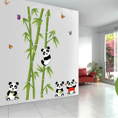 The New panda bamboo wall stickers express it in children 's room TV living room background wall decorative wall stickers