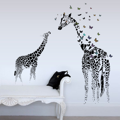 Wall Stickers Wholesale Giraffe Butterfly Silhouette Living Room Bedroom Cozy Background Wall Stickers
