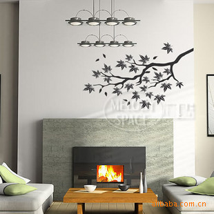 Wholesale Fashion PVC Wall Stickers Flower Maple Leaf Living Room Bedroom TV Restaurant Background Wall-Stickers