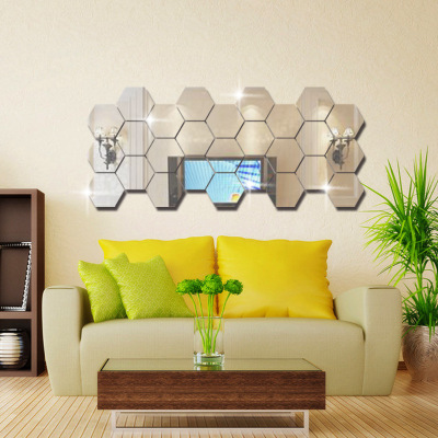 Hexagon box stereo mirror wall sticks dining - room corridor building to pass individual character adornment mirror sticks sitting room setting wall adornment