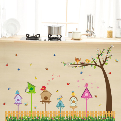 Wall Stickers Wholesale Fence Bird Nest Skirting Line Fresh Home Bedroom Living Room Entrance Background Wall Stickers