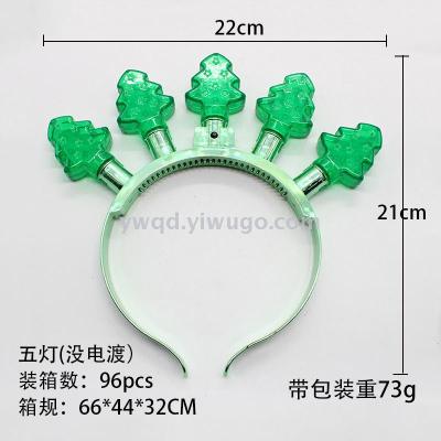 ZD Foreign Trade Popular Style Luminous Five Lights Christmas Tree Head Buckle Christmas Head Buckle Factory Direct Sales Luminous Head Buckle
