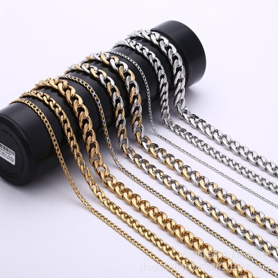 European and American NK Metal Necklace Factory Wholesale Gold and Silver Color Cross Chain Customized Personalized Stainless Steel Couple Necklace