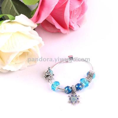 Blue starry pan bracelet 925 silver snowflake pendant cat eye glass bead bracelet popular fashion jewelry bracelet