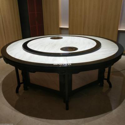 Jinan star hotel restaurant new Chinese style solid wood electric table club hotel box marble electric table