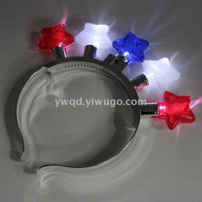 ZD Factory Direct Sales Foreign Trade Popular Style Luminous Head Buckle Five-Light Five-Pointed Star Luminous Head Buckle Halloween Christmas