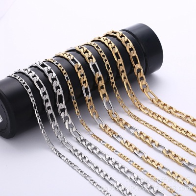 Creative Gold and Silver Color Boys Necklace Custom Wholesale Trend Fashion 3: 1nk 6dc Horizontal Pattern Stainless Steel Necklace