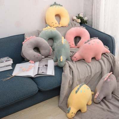 Cuddly terms dragon plush pillow U pillowcase soft doll baby dinosaur pillow with sleeping doll, wholesale