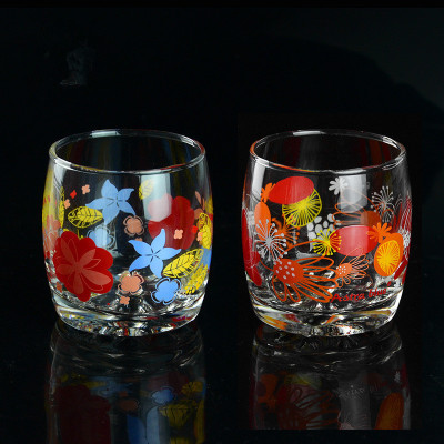 Wholesale Glass Printing Water Cup Glass Flower Non-Toxic Printing Cup Multi-Pattern Factory Direct Sales