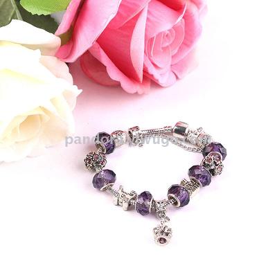 European and American fashion DIY jewelry with purple crystal crown bracelet