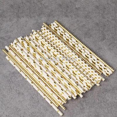 Hot stamping paper straw color disposable degradable creative milk tea paper straw party paper straws