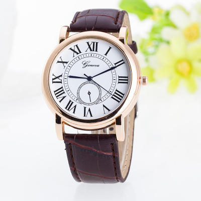 Wechat business foreign trade hot style Geneva business leisure men belt watch Rome scale quartz gift watch wholesale