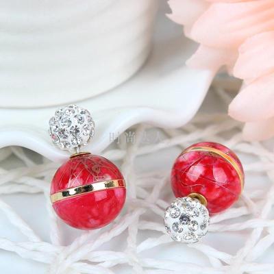 New earrings creative fruit titanium zircon rose gold deliberately geometric earrings accessories