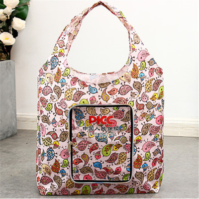 Large Waterproof Folding Shopping Bag Logo Printed Eco-friendly Bag Ad Bag 190T Polyester Tote Bag Chuangxi