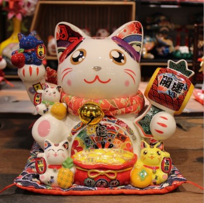 Fuyuan 10-inch fortune cat piggy bank shop opening gifts Japanese cashier hotel 86894