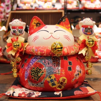 New wish lucky edge cat 9 \\\"happy key fortune cat piggy bank gift safe opening gift 86945