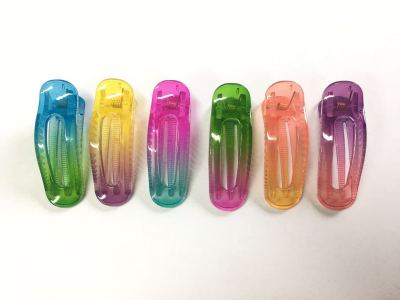 Factory direct sales in the number of rainbow transparent series of popular hairpin plastic horizontal clip web celebrity fork clip