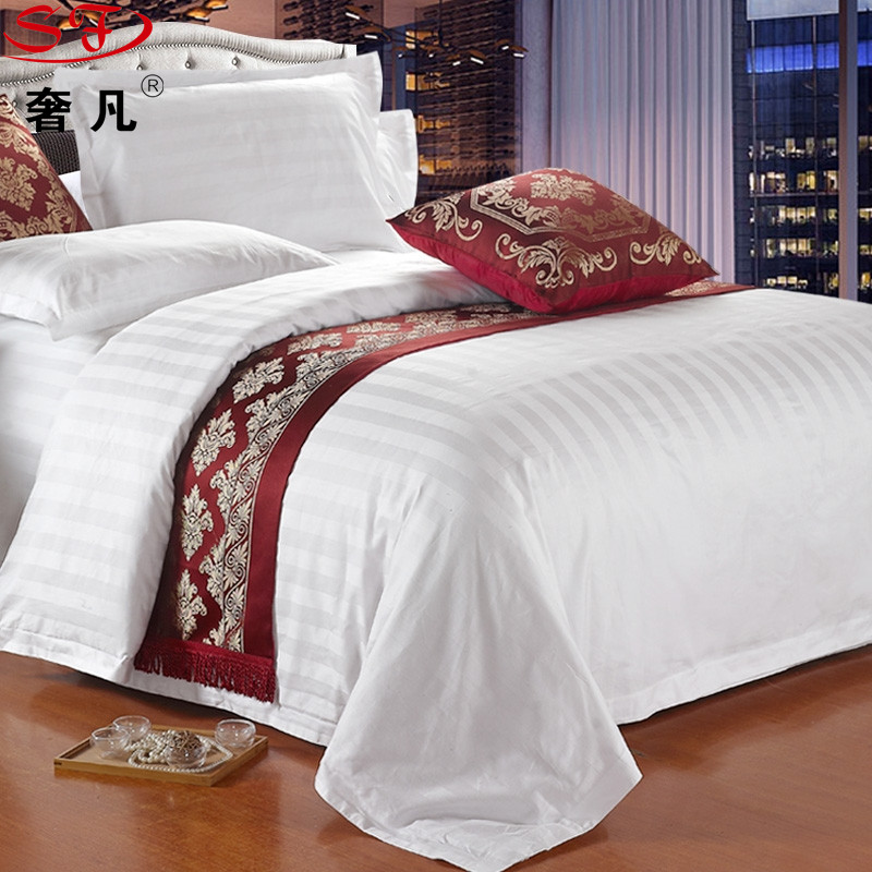 五星酒店三四件套60支全棉宾馆床上用品床单被套双人纯棉简约套件