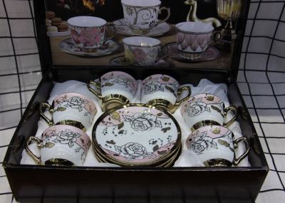 Factory Direct Sales European Style Coffee Cup and Saucer 6 Cups 6 Plates High-End Gift Set Teaware Gifts