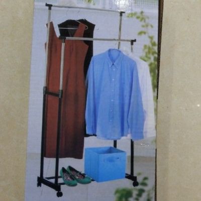 Super Cheap 19/22 round Iron Pipe Plastic Spraying Double Bar Clothes Hanger Balcony Drying Rack