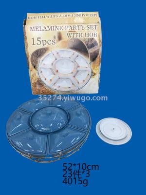 Melamine tableware Melamine stock Melamine hot pot box with color box packaging