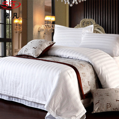 Guesthouse hotel bedding wholesale pure cotton 4 sets of 40 sets of cotton tribute satin 3 sets of bed sheets cover pillowcases