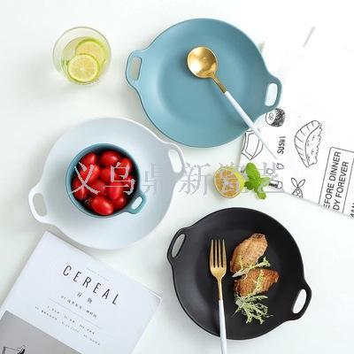 Nordic matte ceramic round baking tray creative plate western food pasta plate family plate breakfast plate